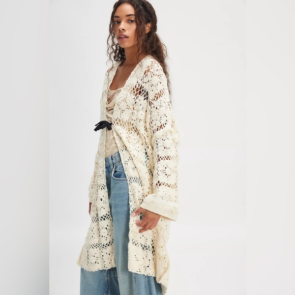 Free People Sweaters - HOST PICK: Free People Ivory Crochet Duster Cardigan